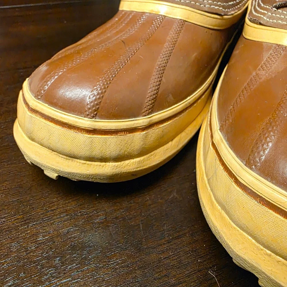 Kaufman Sorel Champion Winter Boots Mens 11 Brown Leather Wool Lined Rubber Duck